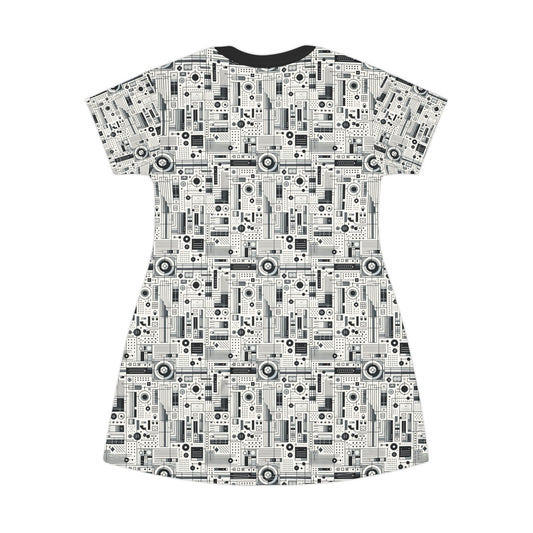 Digital Minimalism Minimalist Tech T-Shirt Dress - 8404 Design-53