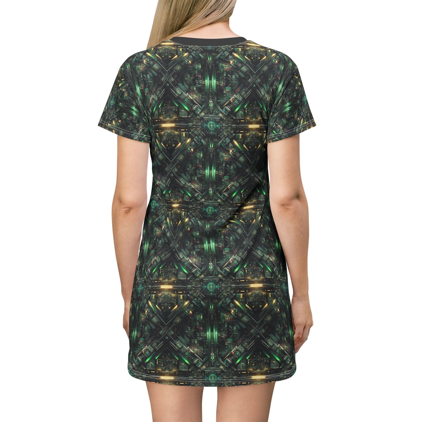 Tech Noir Graphics Tech-Inspired Streetwear T-Shirt Dress - 8404 Design-56