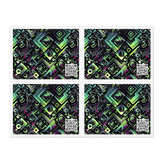 Tech-Tonal Graphics Tech-Forward Streetwear Sticker Sheets - 8404 Design-62