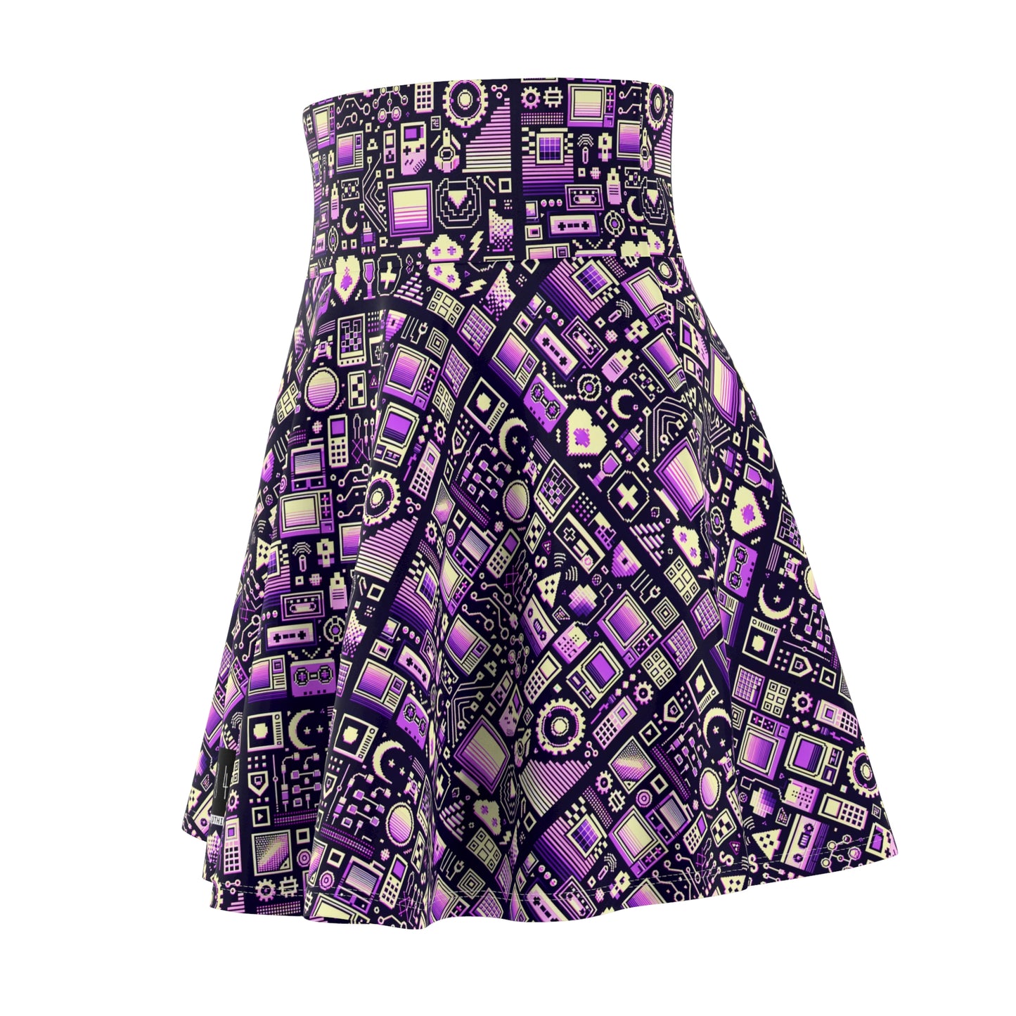Digital Nostalgia Remix Modern Vintage Fusion Women's Skater Skirt - 8404 Design-54