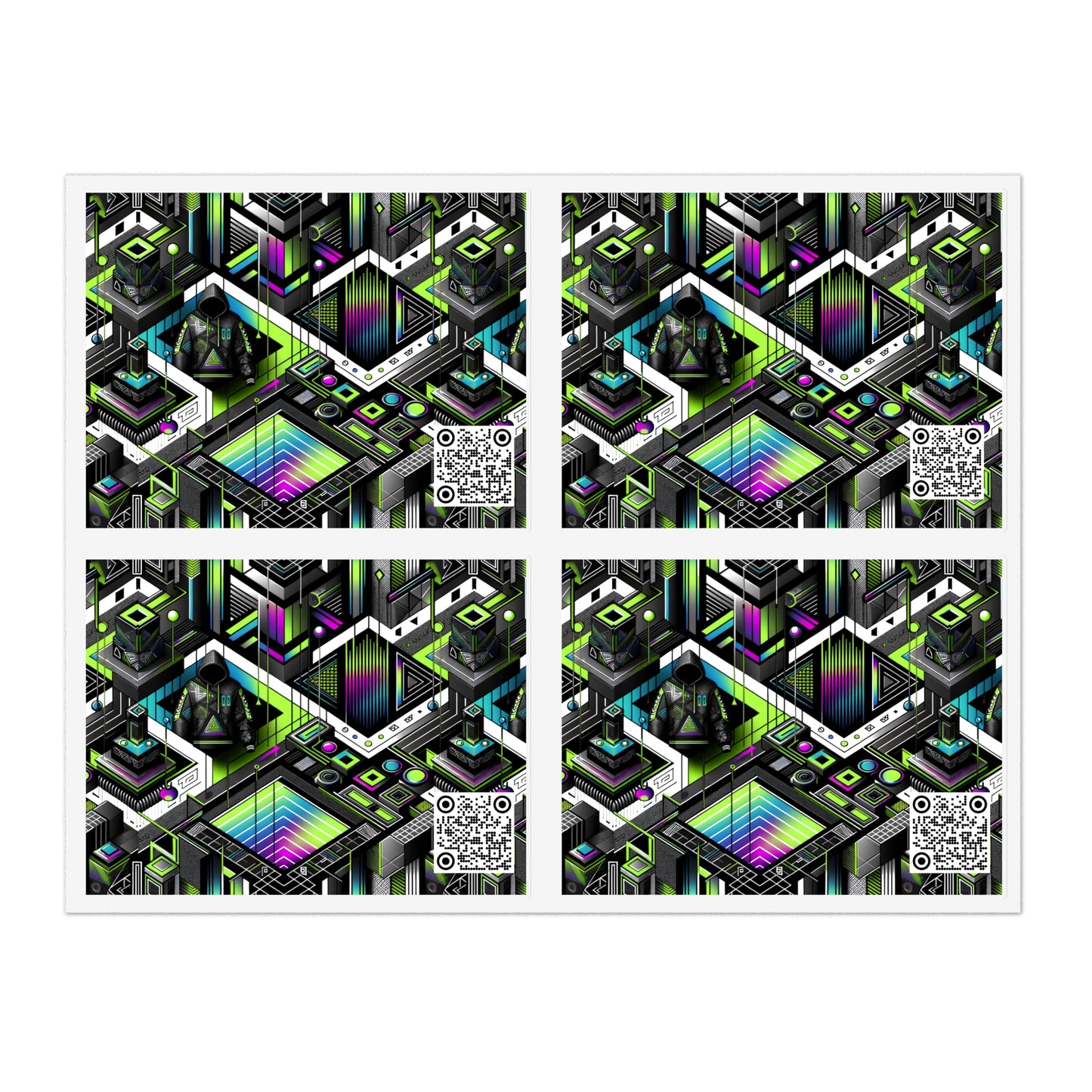 Retro Futurism Graphics Tech-Forward Streetwear Sticker Sheets - 8404 Design-52