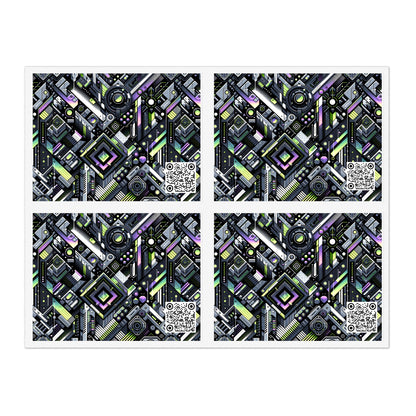 Retro Futurism Graphics Tech-Forward Streetwear Sticker Sheets - 8404 Design-49