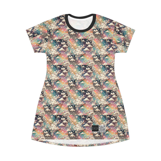 Digital Dreamland Whimsical and Nostalgic Streetwear With a Digital Twist T-Shirt Dress - 8404 Design-52