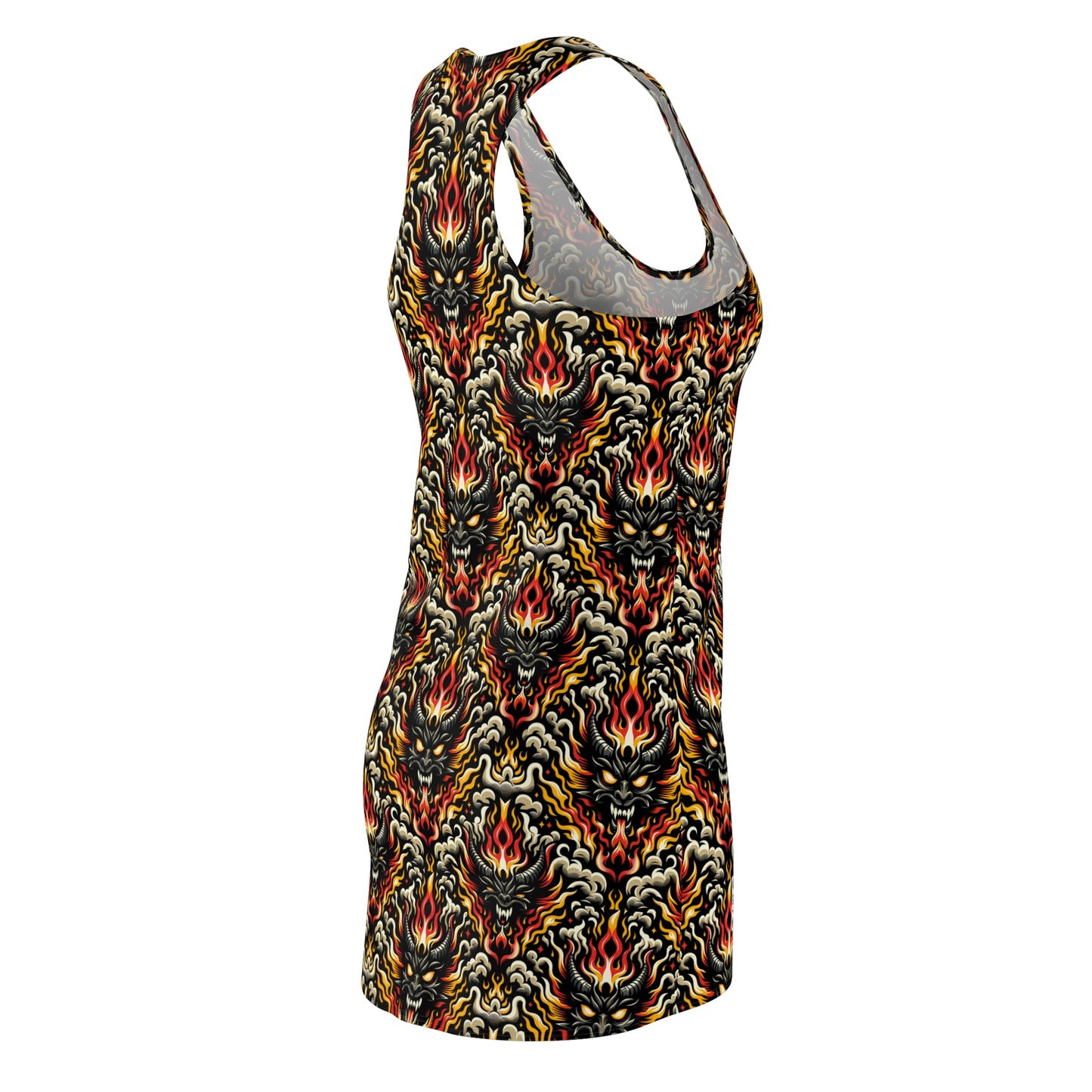 Flame Graphics Maximalist Streetwear Women's Cut & Sew Racerback Dress - 8404 Design-59