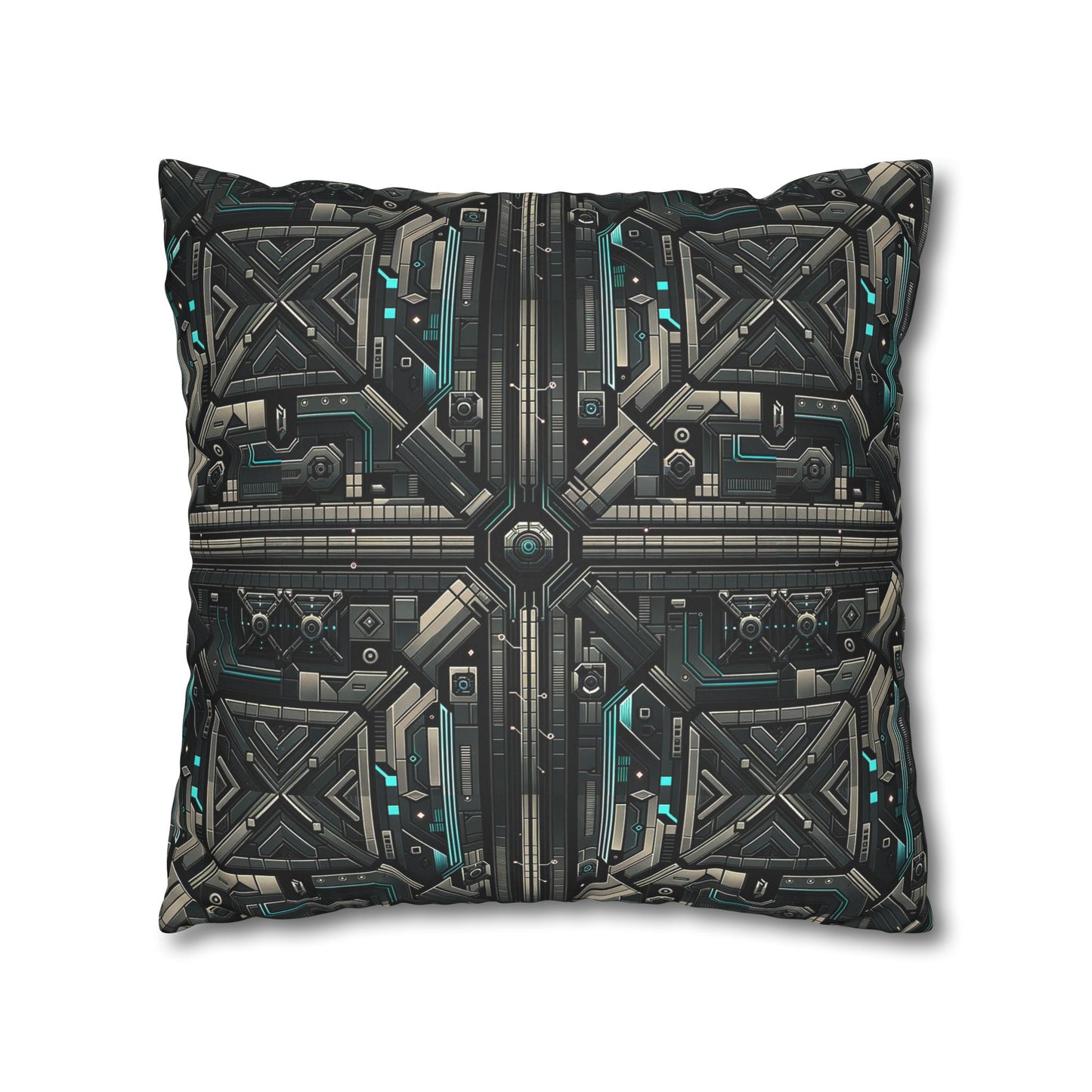 Tech Noir Futuristic Tech Aesthetic with a Dark Twist Faux Suede Square Pillowcase - 8404 Design-59