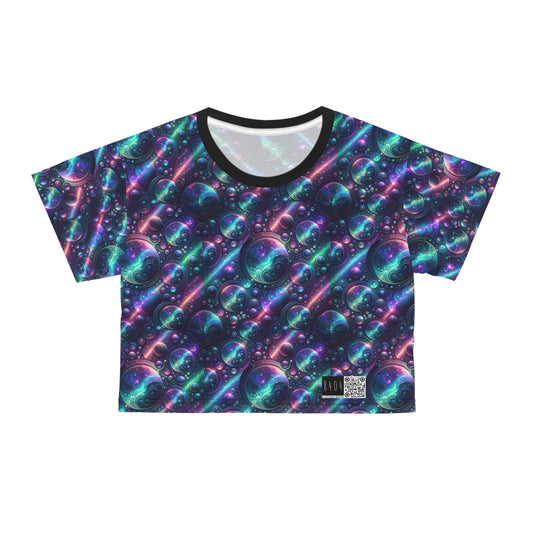 Iridescent Tech Fusion Tech-Forward Streetwear Crop Tee - 8404 Design-51