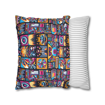 Digital Pop Culture Mashup Maximalist Pop Faux Suede Square Pillowcase - 8404 Design-52
