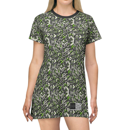 Graffiti Tech Fusion Bold Streetwear Fusion T-Shirt Dress - 8404 Design-59