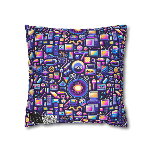Digital Nostalgia Modern Retro Fusion Faux Suede Square Pillowcase - 8404 Design-64
