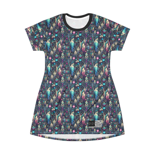 Digital Renaissance Tech-Forward Maximalism T-Shirt Dress - 8404 Design-56