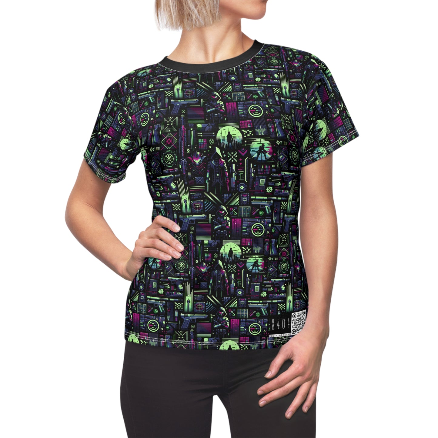 Tech Noir Futuristic Cyberpunk Women's Cut & Sew Tee - 8404 Design-63