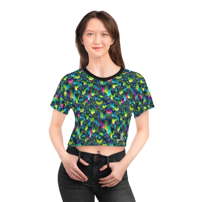Tech-Infused Neon Tech-Forward Streetwear Crop Tee - 8404 Design-65