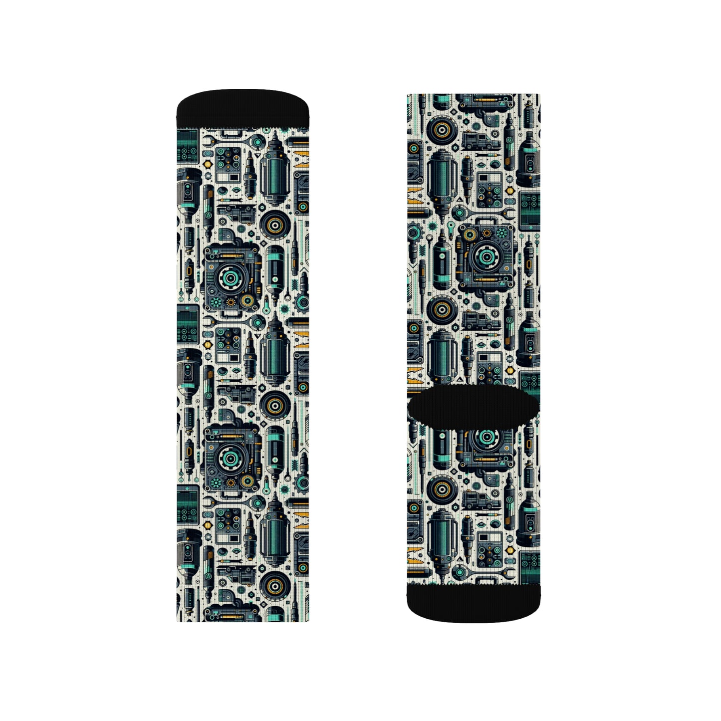 Tech Utility Fusion Modern Tech Streetwear Sublimation Socks - 8404 Design-53
