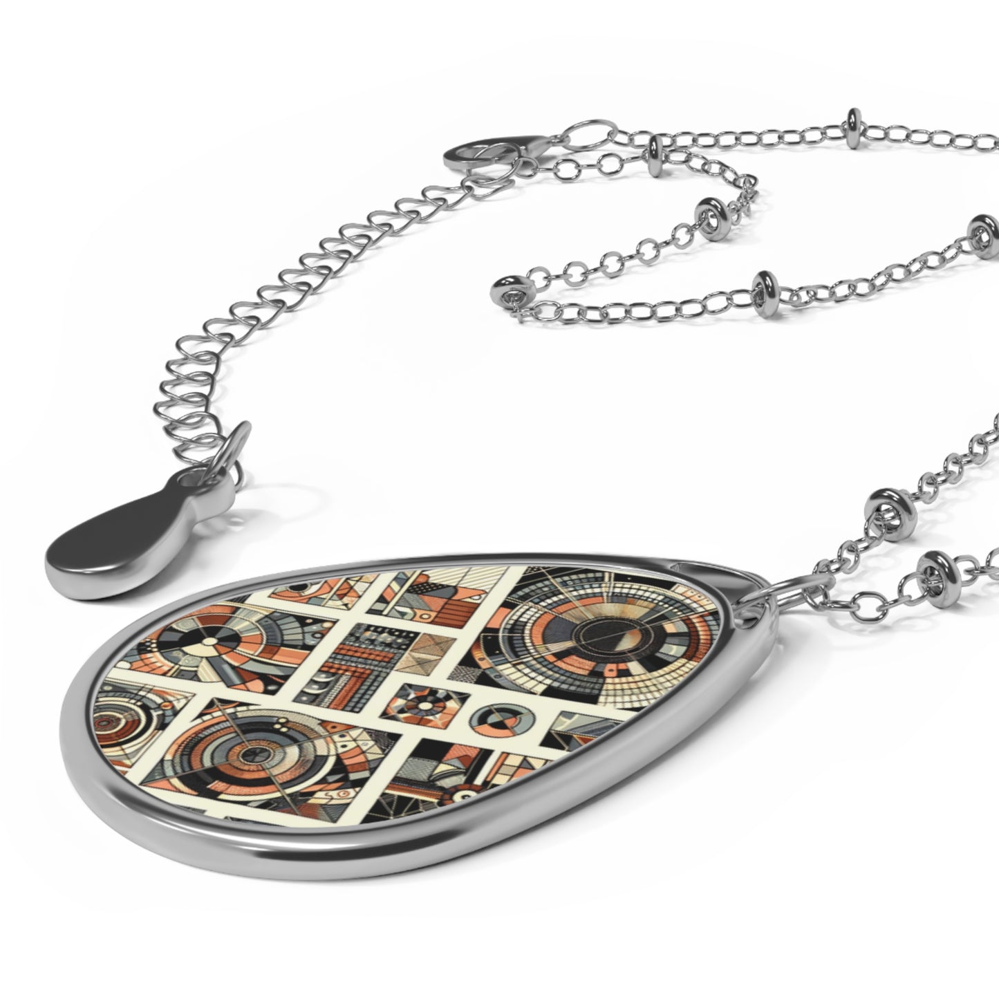 Tech Illusion Graphics Futuristic Artistry Oval Necklace - 8404 Design-50