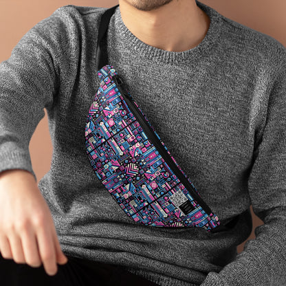 Digital Rebellion Youthful Streetwear with a Rebellious Digital Twist Fanny Pack - 8404 Design-65
