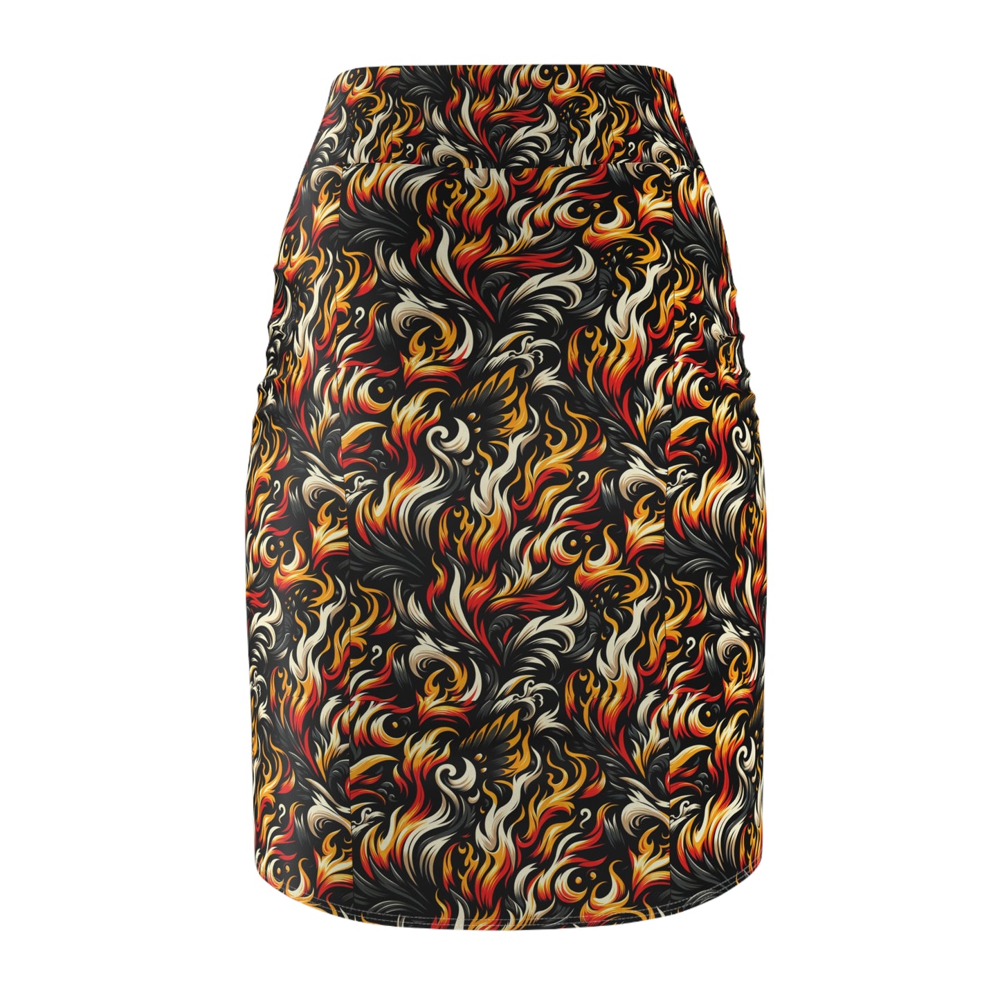 Fire & Flames Bold Streetwear Statement Women's Pencil Skirt - 8404 Design-55