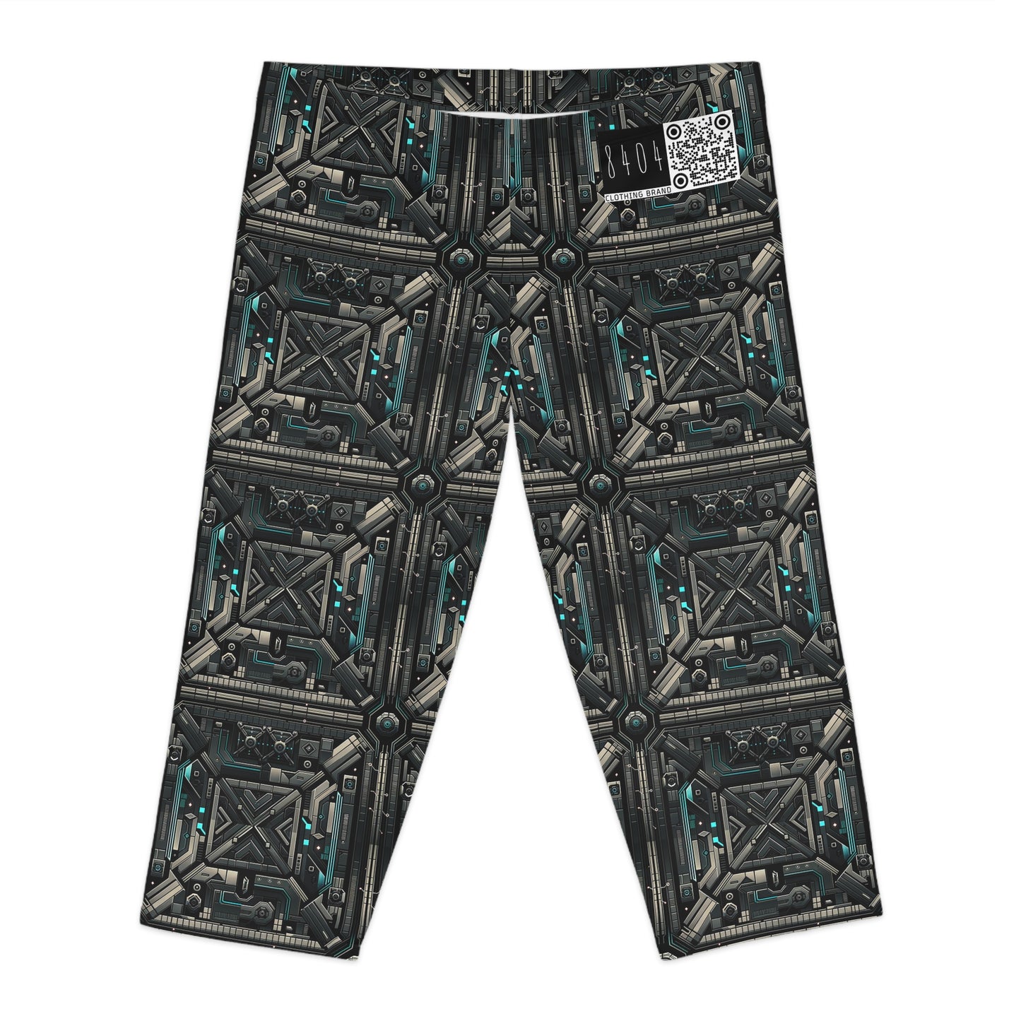 Tech Noir Futuristic Tech Aesthetic with a Dark Twist Women's Capri Leggings - 8404 Design-59