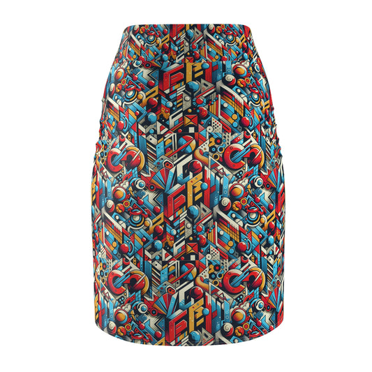 Neo-Traditional Street Art Modern Street Art Fusion Women's Pencil Skirt - 8404 Design-67