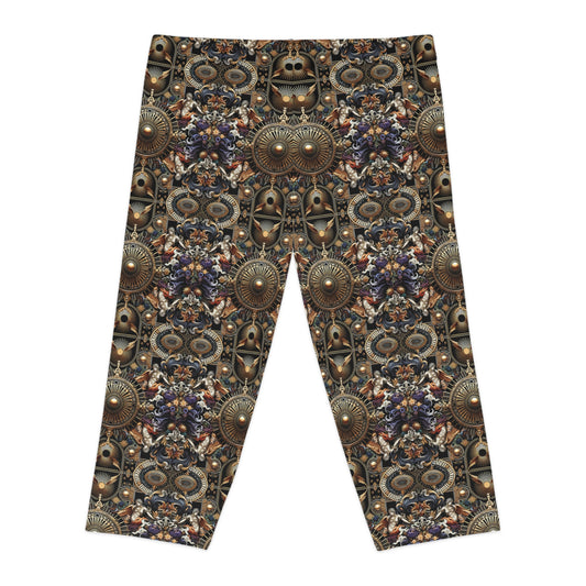 Digital Renaissance Luxurious Streetwear Inspired By Classical Art With a Modern Twist Women's Capri Leggings - 8404 Design-55