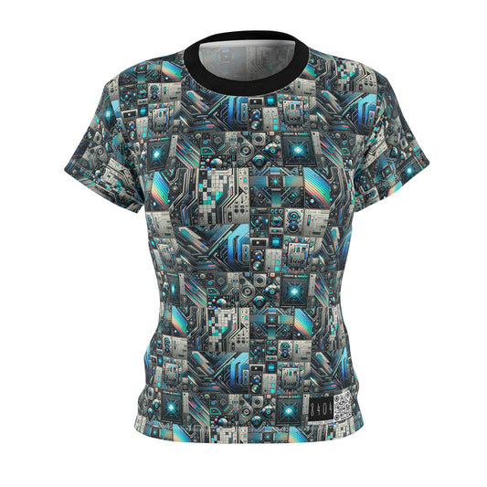 Tech-Infused Futurism Sleek Tech Edge Women's Cut & Sew Tee - 8404 Design-48