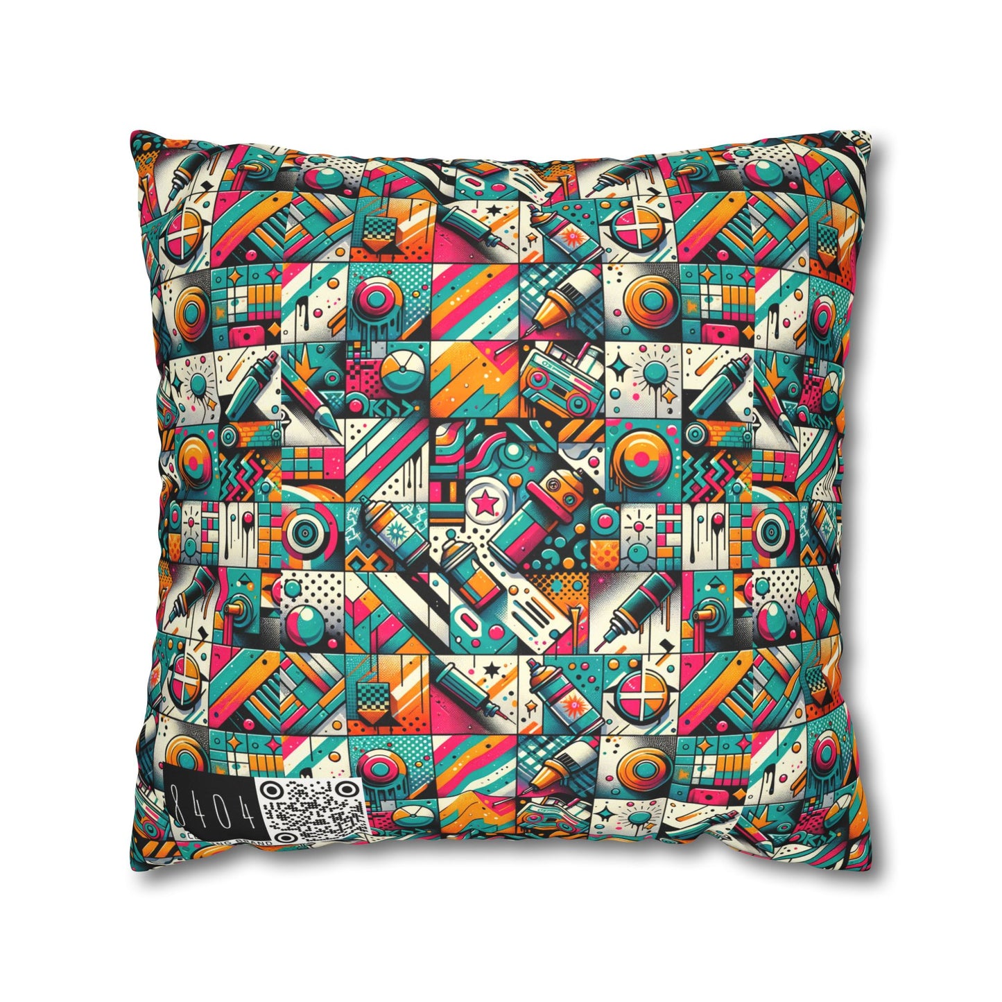 Graffiti Fusion Modern Street Art Fusion Faux Suede Square Pillowcase - 8404 Design-58