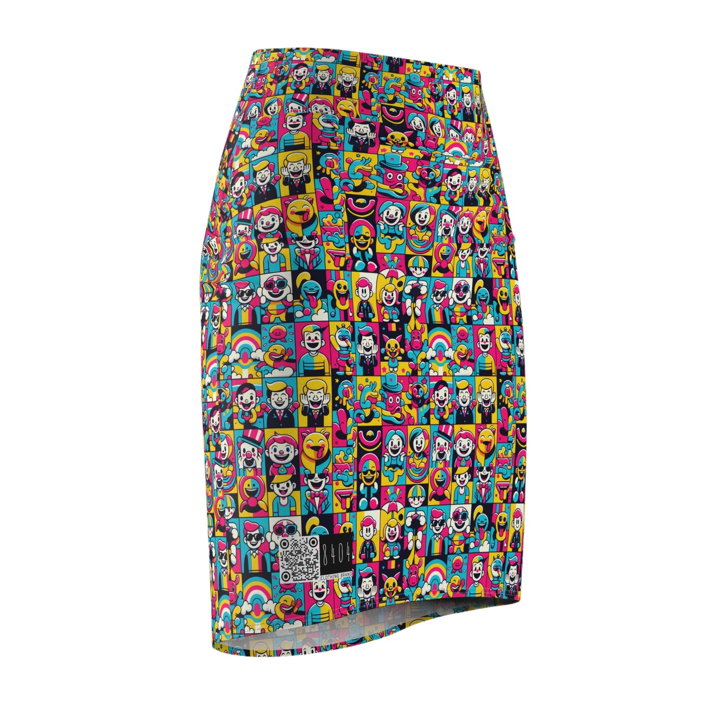 Neon Pop Playful Pop Culture Mashup Women's Pencil Skirt - 8404 Design-60