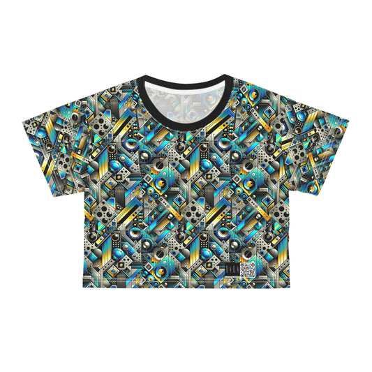 Tech Art Fusion Tech-Forward Streetwear Crop Tee - 8404 Design-50