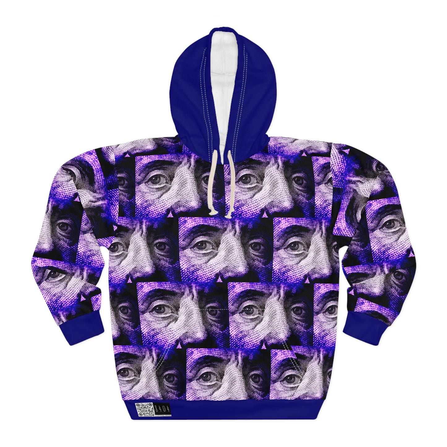 8404 Unisex Adult's "Benny" Fashion Pullover Hoodie in Dark Blue-Magenta