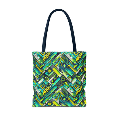 Tech-Infused Neon Tech-Forward Streetwear Tote Bag - 8404 Design-52