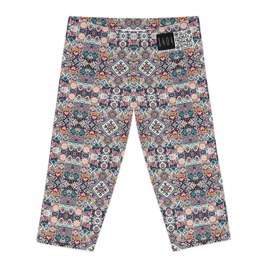 Digital Artisanal Fusion Digital Artisanal Women's Capri Leggings - 8404 Design-65