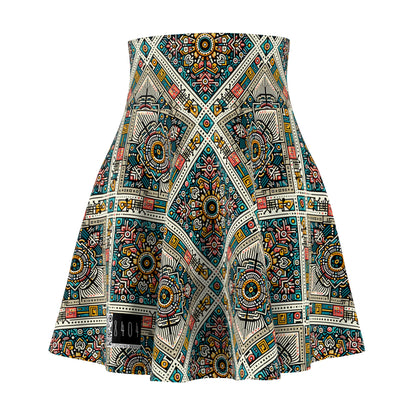 Cultural Fusion Tech Blend of Cultural Heritage With Tech-Inspired Elements Women's Skater Skirt - 8404 Design-64