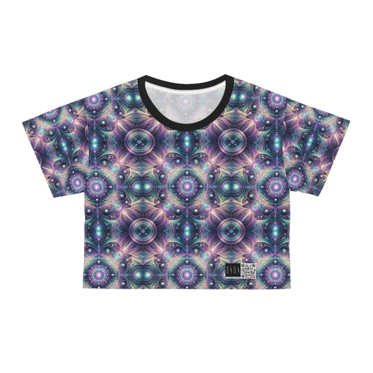 Iridescent Tech Fusion Tech-Forward Streetwear Crop Tee - 8404 Design-61