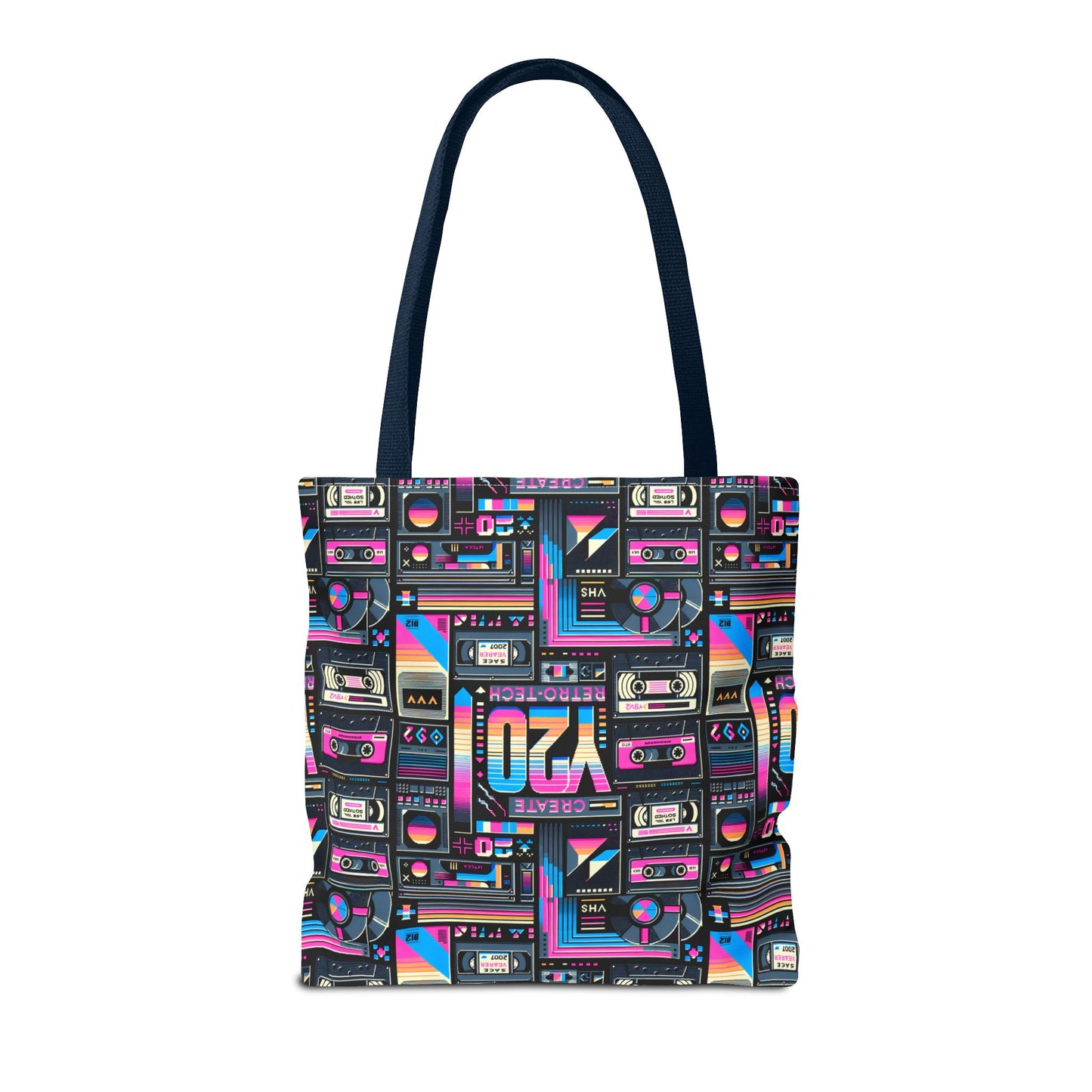 Digital Nostalgia Tech-Inspired Retro Fusion Tote Bag - 8404 Design-65