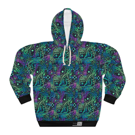 Tech-Infused Neon Tech-Forward Streetwear Pullover Hoodie - 8404 Design-66