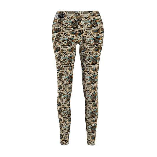 Digital Cowboy Chic Tech-Infused Western Fusion Women's Cut & Sew Casual Leggings - 8404 Design-45