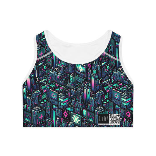 Digital Rebellion Tech-Inspired Streetwear Sports Bra - 8404 Design-58