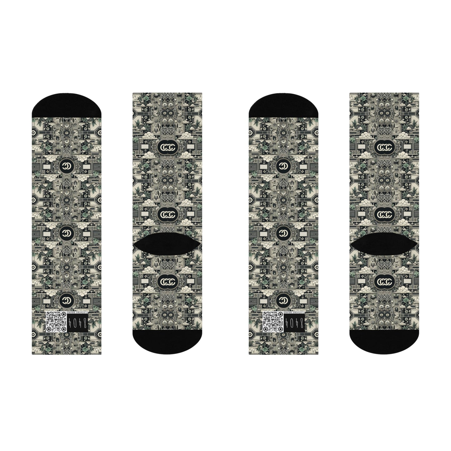 Cyber Garden Party Tech Garden Extravaganza Cushioned Crew Socks - 8404 Design-54