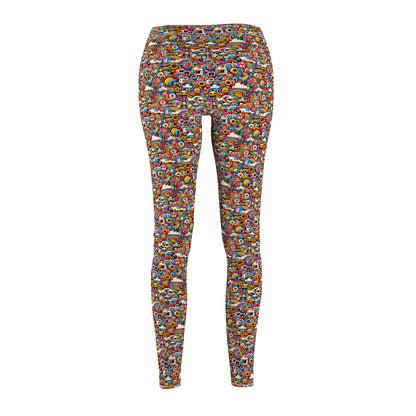 Neon Pop Playful Pop Culture Mashup Women's Cut & Sew Casual Leggings - 8404 Design-62
