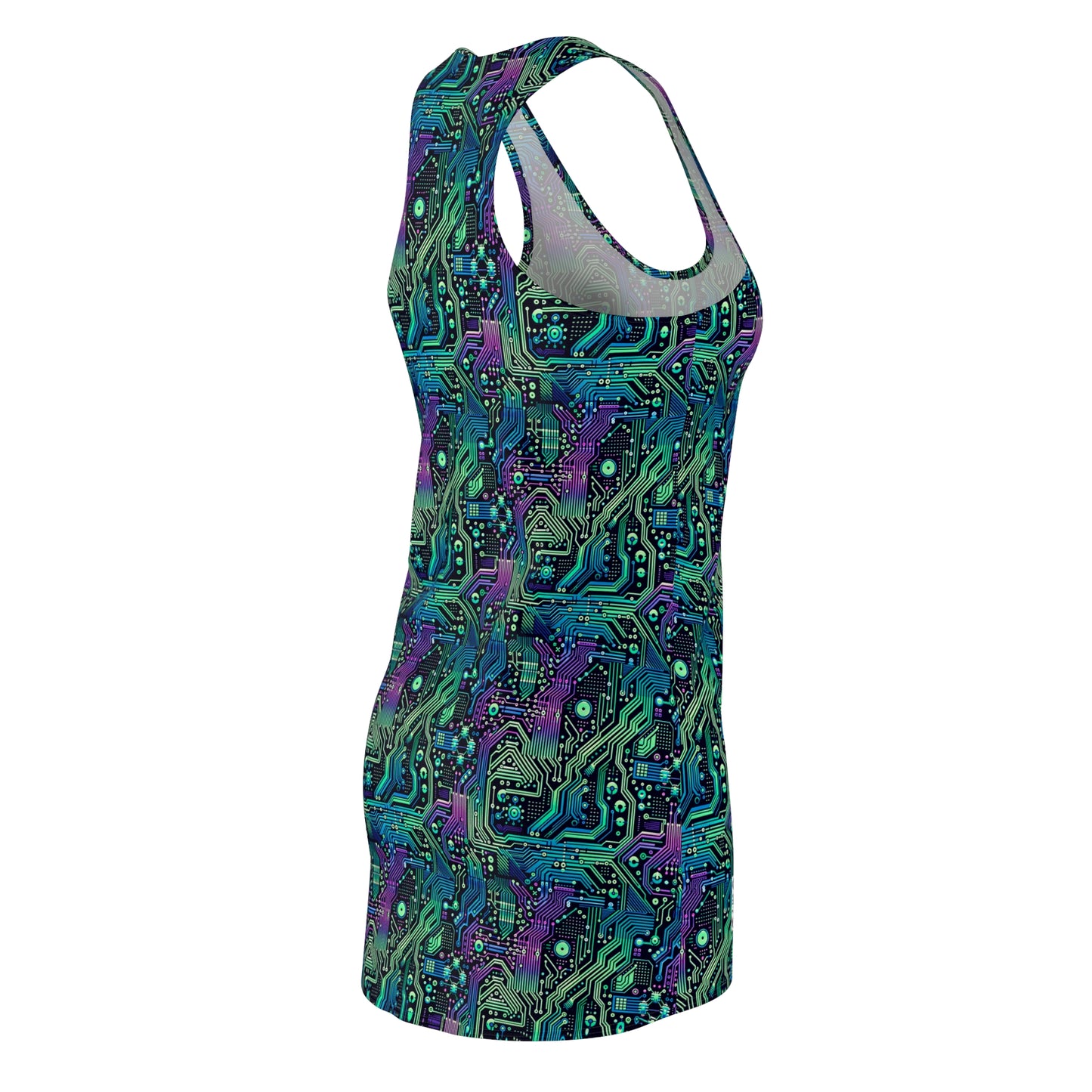 Tech-Infused Neon Tech-Forward Streetwear Women's Cut & Sew Racerback Dress - 8404 Design-66