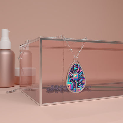 Digital Nostalgia Modern Retro Fusion Oval Necklace - 8404 Design-70