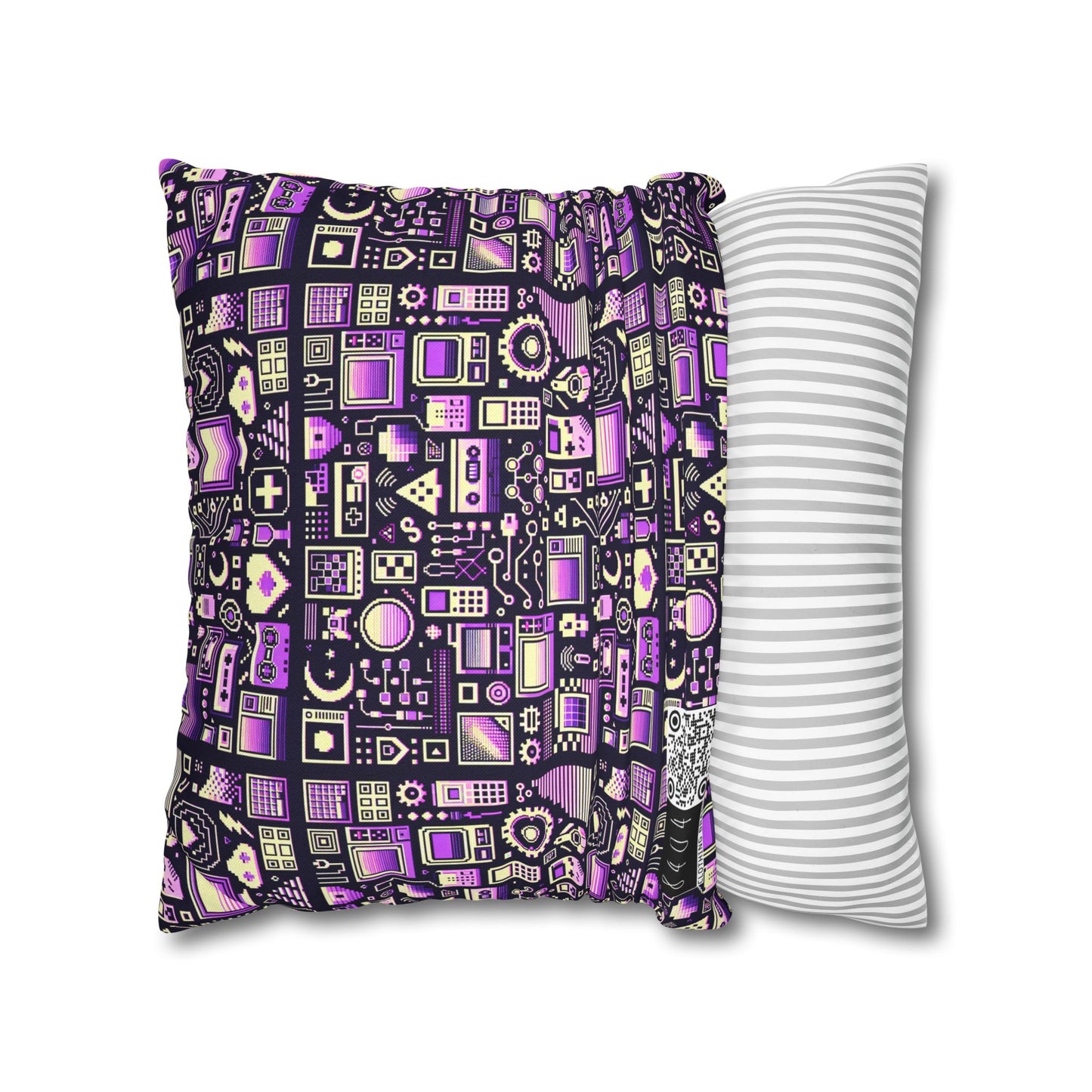 Digital Nostalgia Remix Modern Vintage Fusion Spun Polyester Square Pillowcase - 8404 Design-54