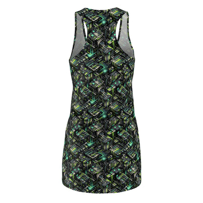 Tech-Infused Graphics Tech-Forward Streetwear Women's Cut & Sew Racerback Dress - 8404 Design-47