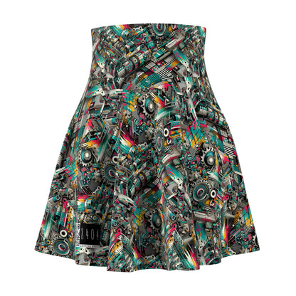 Urban Graffiti Fusion Eclectic Street Art Meets Modern Tech Culture Women's Skater Skirt - 8404 Design-51