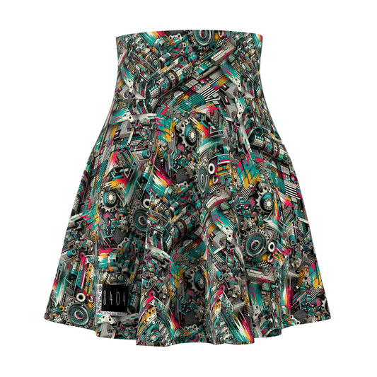 Urban Graffiti Fusion Eclectic Street Art Meets Modern Tech Culture Women's Skater Skirt - 8404 Design-51