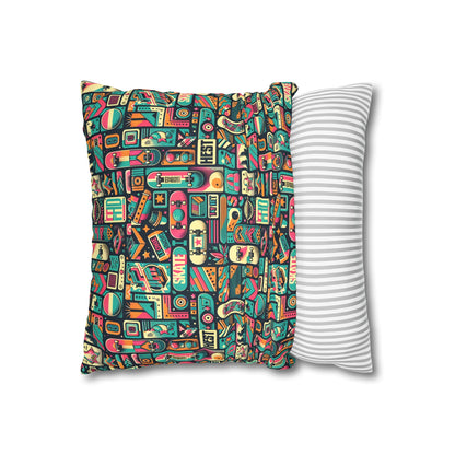 Skate Culture Revival Urban Retro Cool Faux Suede Square Pillowcase - 8404 Design-61