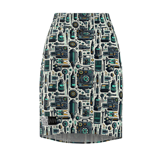 Tech Utility Fusion Modern Tech Streetwear Women's Pencil Skirt - 8404 Design-53