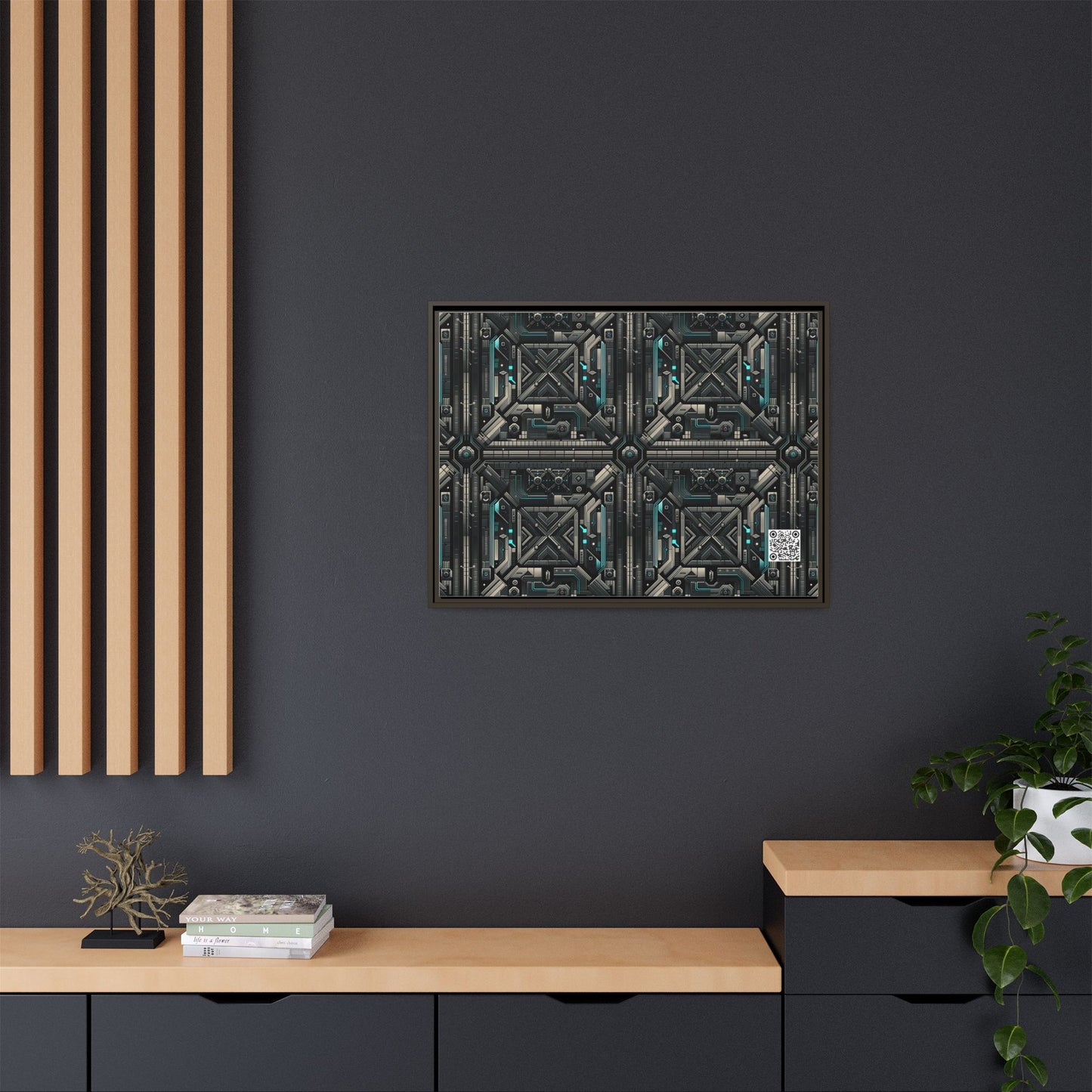 Tech Noir Futuristic Tech Aesthetic with a Dark Twist Matte Canvas, Framed (multi-color) - 8404 Design-59 A