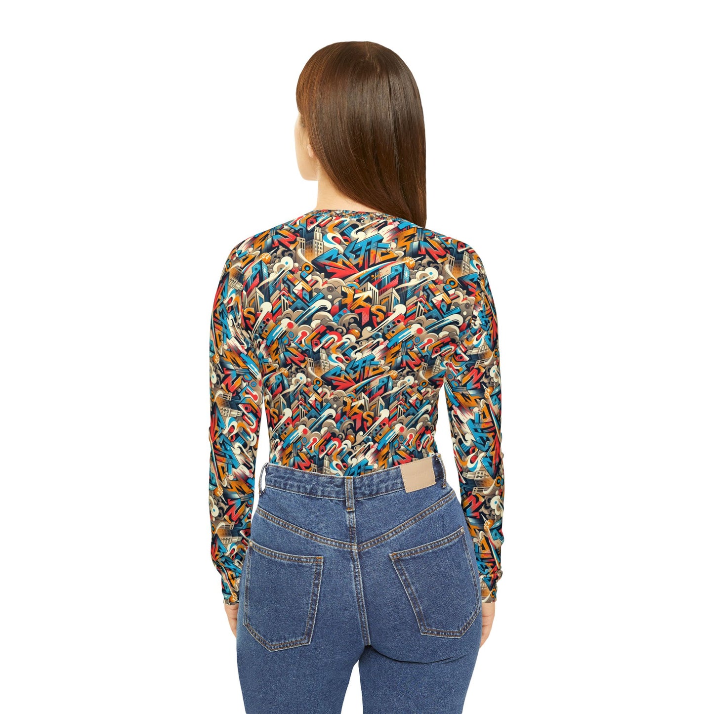 Neo-Traditional Street Art Modern Street Art Fusion Women's Long Sleeve V-Neck Shirt - 8404 Design-44