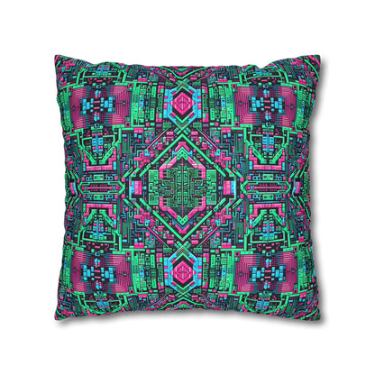 Digital Glitch Vibes Tech-Inspired Streetwear Faux Suede Square Pillowcase - 8404 Design-71