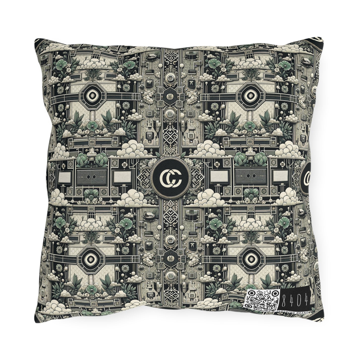 Cyber Garden Party Tech Garden Extravaganza Outdoor Pillow - 8404 Design-54